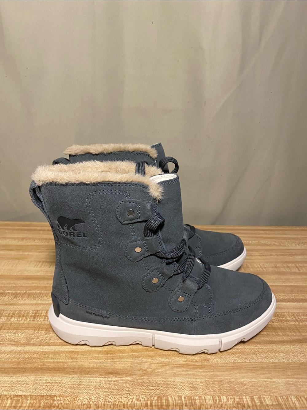 Sorel Women’s Explorer II  Next Joan Faux Fur in Grill Fawn Waterproof, Boots 6